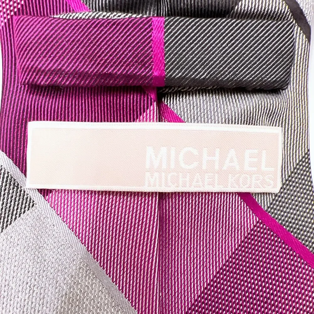 Michael Kors Ties Silk Blend Pink Purple Plaid Men Necktie Suit Formal 56.5x3.25